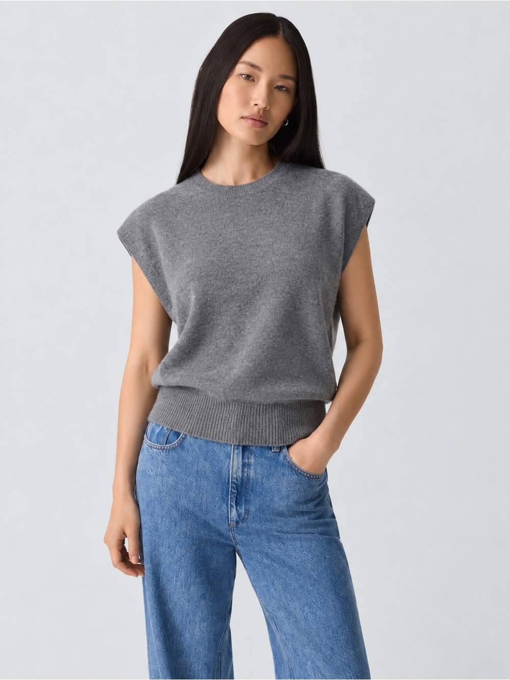 Theory 100% Cashmere Sleeveless Sweater Vest Gray Women’s Size Small 325